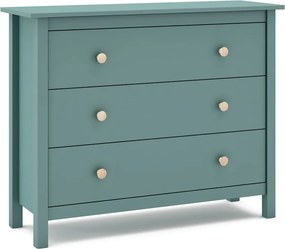 Cassettiera bassa per bambini in legno di pino color petrolio 100x80 cm Max - Marckeric