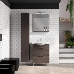 Mobile bagno da terra con lavabo L 65 x H 75 x P 46 cm legno noce 2 cassetti per vasca centrale Jnka