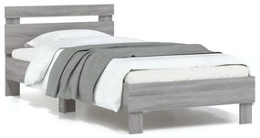 Giroletto Con Testiera E Led Grigio Sonoma 90x190 Cm /