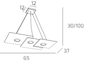 Sospensione Moderna Rettangolare Plate Metallo Grigio Antracite 3 Luci Gx53