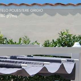 Pergola 3x4 da Giardino Esterno con Telo in Poliestere 180 g/mq Ecrù Scorrevole, Struttura in Acciaio - 300x400