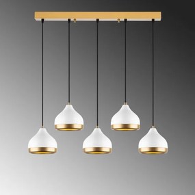 Lampadario a sospensione su cavo YILDO 5xE27/40W/230V bianco/oro