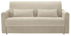 Divano letto 3 posti in tessuto effetto velluto beige con materasso 13 cm LETTO