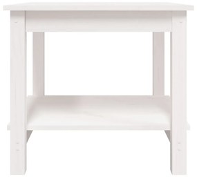 Tavolino da Salotto Bianco 50x50x45 cm Legno Massello di Pino