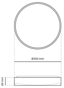 Plafoniera LED Rotonda 18W Ø350mm CCT Bianco Variabile IP20 - Nera
