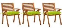 Sedie da Pranzo da Giardino con Cuscini 3 pz Massello di Acacia 3060859