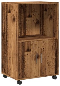 Mobiletto con ruote legno antico 55x40x91 cm in truciolato