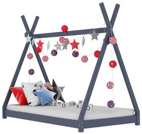 Giroletto Per Bambini Grigio İn Massello Di Pino 70x140 Cm /