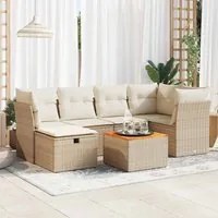 Set Divani da Giardino 7 pz con Cuscini Beige in Polyrattan 3325761