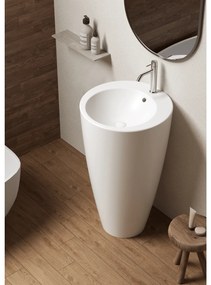 Lavabo Freestanding Con Scarico a Parete 50 Cm Bianco Opaco