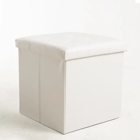 Pouf contenitore Button 38 cm Velluto - Bianco