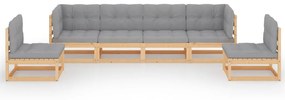 Set divani da giardino 6 pz con cuscini legno massello pino