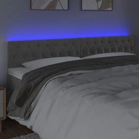 Testiera a led grigio chiaro 180x7x78/88 cm in velluto