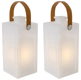 Set di 2 lampade da tavolo bianche effetto fiamma ricaricabili IP44 - Stard