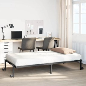 Giroletto Senza Materasso Pieghevole Nero 90x200 Cm İn Acciaio /