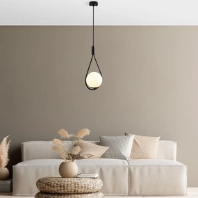Lampadario nero con paralume in vetro Sessiz – Opviq lights