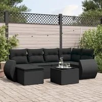 Set Divani da Giardino con Cuscini 7pz Nero Polyrattan 3254002