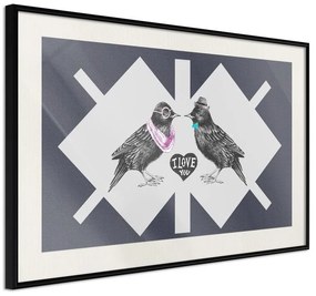 Poster  Bird Love  Cornice Quadri Cornice nera con pass-partout, Larghezza x Altezza Home decor 45x30