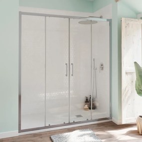 Porta doccia scorrevole L 176-180 cm x H 190 cm per nicchia in vetro trasparente SP. 6 mm, profilo lucido cromo, serie Bilbao