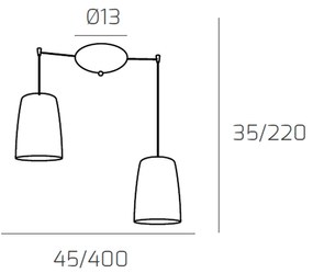 Sospensione Contemporanea Shaded Metallo Cromo Vetro Rame E Cromo 2 Luci E27