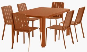 Set tavolo e sedie Idaho NATERIAL in alluminio arancione per 6 persone