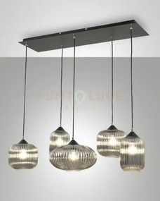 Gillis lampadario a sospensione in vetro colore fume' 5 luci attacc...