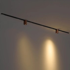 Sistema di illuminazione a binario moderno nero con 2 faretti bronzo scuro 1 fase - Iconic Rondoo Up