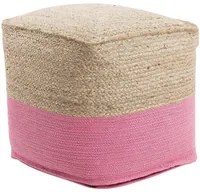 Pouf ottomana rosa iuta perline EPS riempimento quadrato 44 x 44 cm stile boho