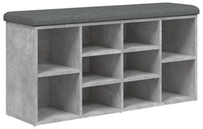 Panca porta scarpe grigio cemento 102x32x50cm legno multistrato