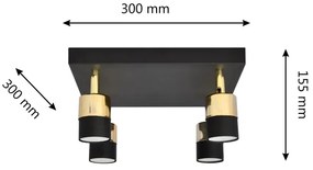Faretto LED TUBSSON 4xGU10/4,8W/230V nero/oro
