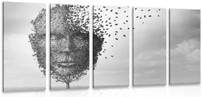 Quadri 5 pezzi – Volto astratto simile a un albero