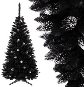 Albero di Natale nero con decorazioni 180 cm