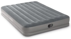 64114 - Materasso Gonfiabile Dura-Beam Prestige Mid-Rise Matrimoniale, con Pompa usb incorporata, pvc, Grigio, 152x203x30 cm - Intex