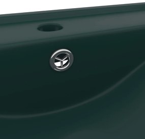 Lavabo con Foro Rubinetto Verde Scuro Opaco 60x46cm in Ceramica