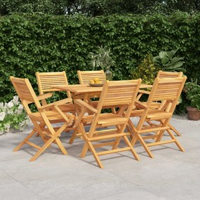Set Da Pranzo Da Giardino 7 Pz İn Legno Massello Di Teak /