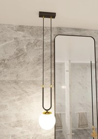 Lampadario a Sospensione in Acciaio e Vetro GLAM 1 Nero E14