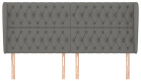 Testiera ad orecchio grigioscuro 203x23x118/128cm in tessuto