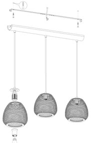 Eglo 43266 - Lampadario a sospensione con filo DEMBLEBY 1 3xE27/40W/230V