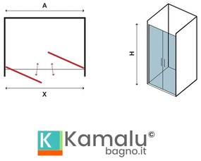 Kamalu - box doccia due battenti 115-120cm vetro trasparente ks2800 saloon