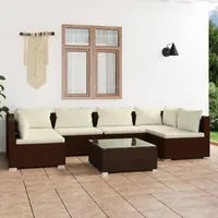 Set Divani da Giardino 7 pz con Cuscini in Polyrattan Marrone 3101882