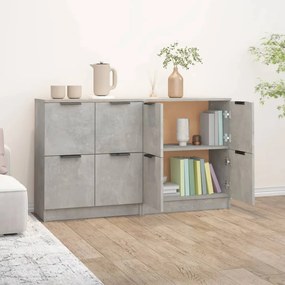 Credenze 2 pz grigio cemento 60x30x70 cm in legno multistrato