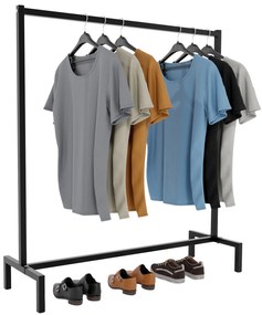 Appendiabiti Kleiderständer Melva: Stile Industriale E Funzionalità Unici / Schwarz / 120x38x120