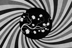 Carta da parati autoadesiva – Sfondo grunge asiatico in bianco e nero