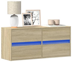 Mobile Tv A Parete Con Luci Led Rovere Sonoma 100x31x45 Cm /
