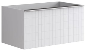 Mobile da bagno sospeso sotto lavabo L 80 x H 40 x P 45.5 cm bianco laccato opaco, 2 cassetti Pixel grid