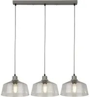 Lampadario Contemporaneo Odon Acciaio Grigio Trasparente 3 Luci E27