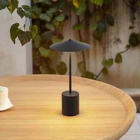 Lindby Lampada da tavolo ricaricabile a LED Ayva, nero, alluminio, IP44