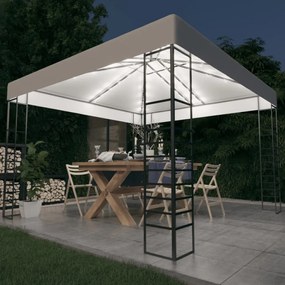 Gazebo Da Giardino Con Luci A Stringa Led 3x3 M Bianco /