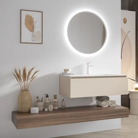 Composizione bagno sospesa mobile 80cm e mensolone da 140cm | KAM-KK801 - KAMALU
