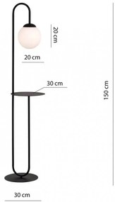 Lampada da terra in acciaio BARI LP1 E14 da interno Colore del corpo Nero